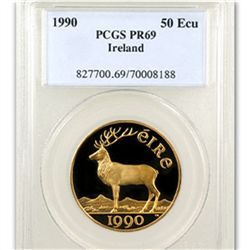 Ireland 1990 50 Ecu Gold Red Deer PCGS Proof 69