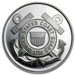 1 oz U.S. Coast Guard Silver Round (w/Gift Box &amp; Ca