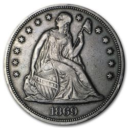 1869 Liberty Seated Dollar - Very Fine