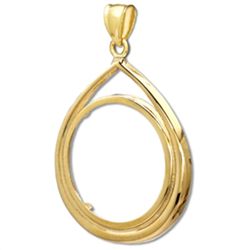 14K Gold Prong Tear Drop Coin Bezel - 22 mm