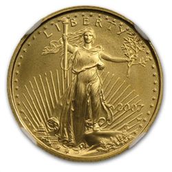 2007-W 1/10 oz Burnished Gold American Eagle MS-69 NGC