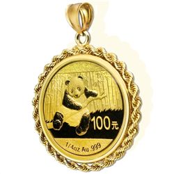 2014 1/4 oz Gold Panda Pendant (Diamond-Prong Bezel)