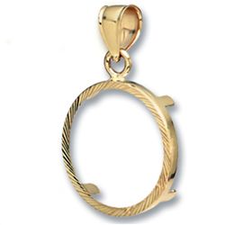 14K Gold Prong Diamond-Cut Coin Bezel - 22 mm