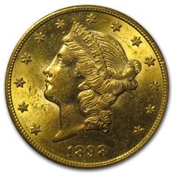 $20 Gold Liberty Double Eagle - (1800s S-Mint) - MS-61