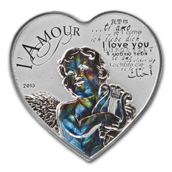 Cameroon 2013 Silver 1,000 CFA Francs Heart of Love Hol