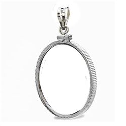 Sterling Silver Screw Top Diamond-Cut Coin Bezel - 27mm