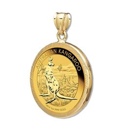 2014 1 oz Gold Kangaroo Pendant (Diamond-Prong Bezel)