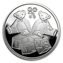 1 oz Twin Baby Silver Round (w/Gift Box &amp; Capsule)