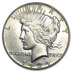 1934-S Peace Dollar - Almost Uncirculated-55