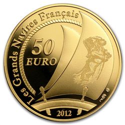 2012 50 Euro 1/4 oz Gold Proof Great French Ships - The