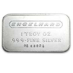 1 oz Engelhard Silver Bar (Wide, Logo / Frosted, 1980,