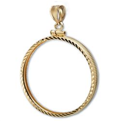 14K Gold Screw-Top Diamond-Cut Coin Bezel - 22 mm