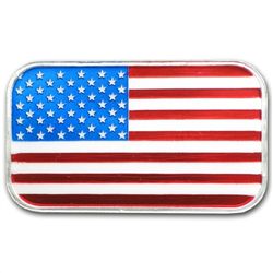 1 oz American Flag Enameled Silver Bar (w/Box &amp; Cap