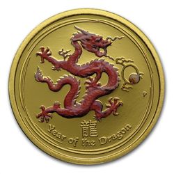 2012 1/4 oz Colored Proof Gold Lunar Year of the Dragon