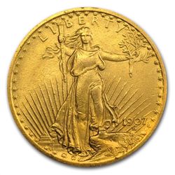1907 $20 St. Gaudens Gold Double Eagle - Extra Fine