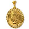 Image 1 : $10 Indian Gold Eagle Pendant (Rope-ScrewTop Bezel)