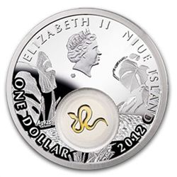 Niue 2013 Proof Gilded Silver $1 - Golden Snakes