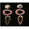Image 1 : TRI-COLOR GOLD PLATED DROP EARRINGS 21.83g