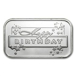 1 oz Happy Birthday Stars Silver Bar (w/Gift Box &amp;