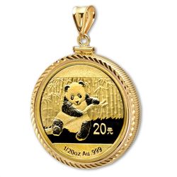 2014 1/20 oz Gold Panda Pendant (Diamond-ScrewTop Bezel