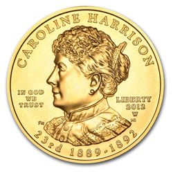 2012-W 1/2 oz Uncirculated Gold Caroline Harrison (w/Bo