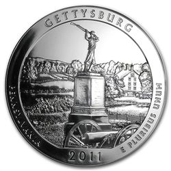 2011 5 oz Silver ATB Gettysburg MS-69 DMPL First Strike
