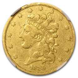 1835 $5 Gold Classic Head Half Eagle - VF Details NGC -