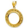 Image 1 : 14K Gold Prong Greek Key Coin Bezel - 22 mm