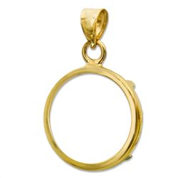 14K Gold Prong Plain-Front Coin Bezel - 16.5 mm