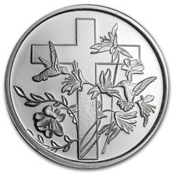 1 oz Religious Cross Silver Round (w/Gift Box &amp; Cap