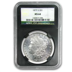 1878-1904 Morgan Dollars - MS-64 NGC Black Holder - 25t