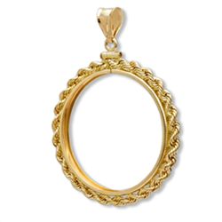 14K Gold Screw-Top Rope Polished Coin Bezel - 21.5 mm