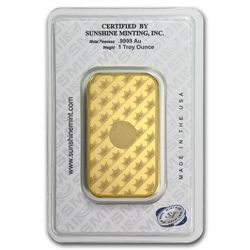 1 oz Sunshine Gold Bar .9999 Fine (V2)