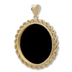 14K Gold Onyx Rope Polished Coin Bezel - 27mm (1/2 oz G