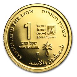 2009 Israel Samson and Lion Biblical Art Smallest Gold