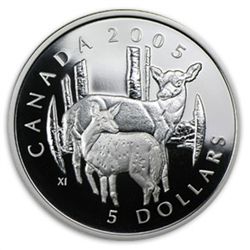 2005 1 oz Silver Canadian White-Tailed Deer Coin and St