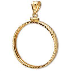 14K Gold Screw-Top Diamond-Cut Coin Bezel - 27 mm