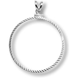 Sterling Silver Screw Top Diamond Cut Coin Bezel - 40.6