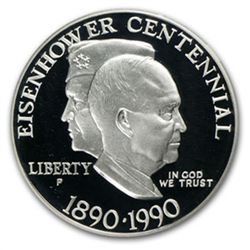 1990-P Eisenhower Centennial $1 Silver Commem - PR-70 D
