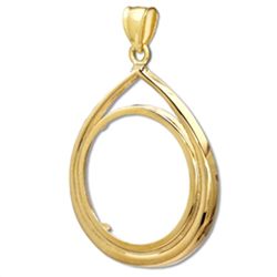 14K Gold Prong Tear Drop Coin Bezel - 32 mm