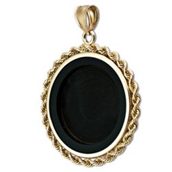 14K Gold Onyx Rope Polished Coin Bezel - 18 mm