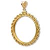 Image 1 : 14K Gold Screw-Top Rope Polished Coin Bezel - 22 mm