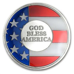 1 oz God Bless America Enameled Silver Round (w/Box &am