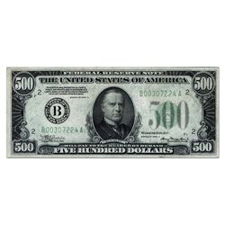 1934-A (B-New York) $500 FRN (Extra Fine+)