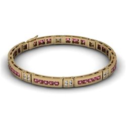 Garnet 2.96 ctw & Diamond Bracelet14kt W OR Y Gold