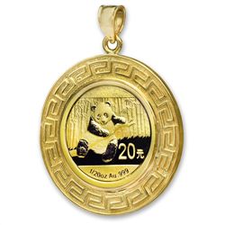 2014 1/20 oz Gold Panda Pendant (Greek Key-Prong Bezel)