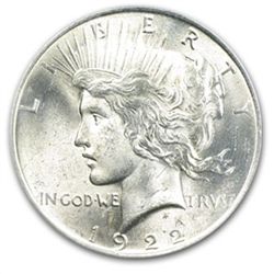 1922 Peace Dollar MS-63 PCGS VAM-2E Wing Die Break Top-