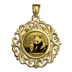 2014 1/20 oz Gold Panda Pendant (Fancy Filigree-Prong B