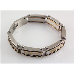 Men's Stainless Electroplated Bracelet 8 3/4" with Gold