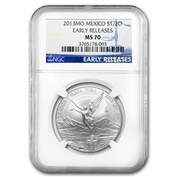 2013 1/2 oz Silver Libertad MS-70 NGC (ER) - Registry S
